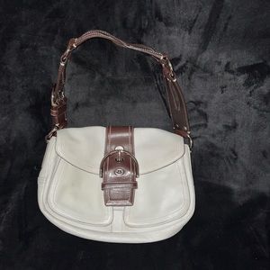 Coach cream white and brown leather shoulder bag in good condition